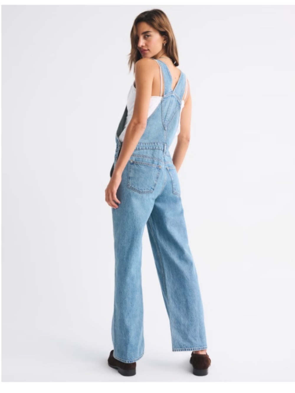 Abercrombie & Fitch Classic Relaxed Denim Straight Leg Overalls Size Large - Picture 3 of 7